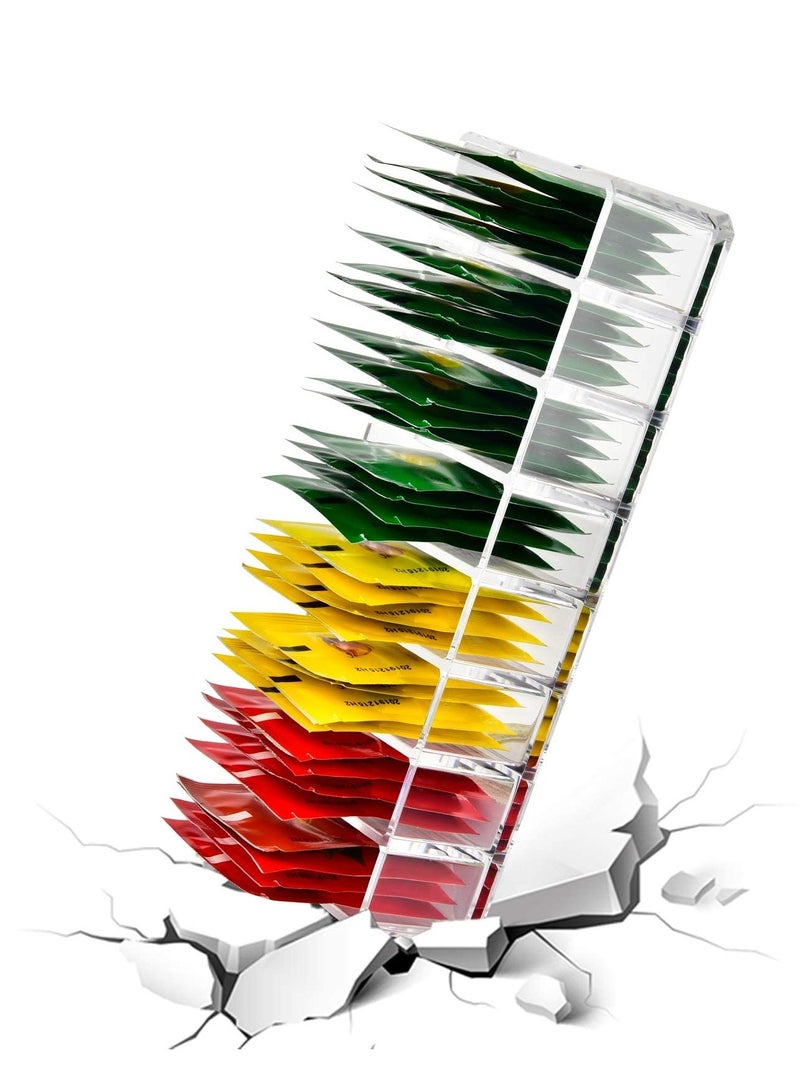 sokany Bag Organizer Holder for Kitchen Pantry Cabinet, Countertop, Tea Storage Box Station Bin Caddy Holds Beverage Bags, Sweeter, Ketchup Packets, Spice Pouches, Dressing Mixes (Clear) - Image 3