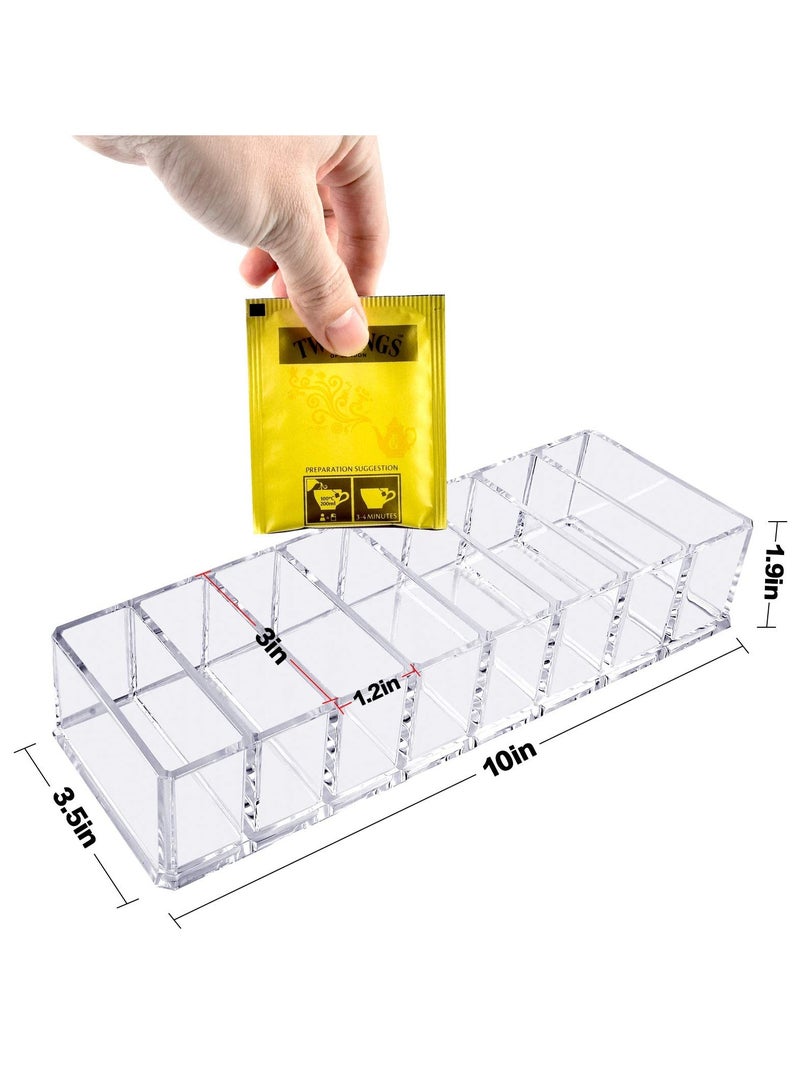 sokany Bag Organizer Holder for Kitchen Pantry Cabinet, Countertop, Tea Storage Box Station Bin Caddy Holds Beverage Bags, Sweeter, Ketchup Packets, Spice Pouches, Dressing Mixes (Clear) - Image 2