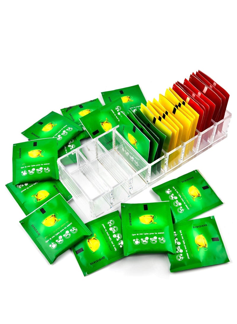 sokany Bag Organizer Holder for Kitchen Pantry Cabinet, Countertop, Tea Storage Box Station Bin Caddy Holds Beverage Bags, Sweeter, Ketchup Packets, Spice Pouches, Dressing Mixes (Clear) - Image 4