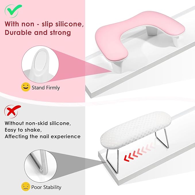 LIONVISON Nail Arm Rest Hand Pillow Leather Nail Stand Nail Hand Rest White Manicure Cushion Arm Rest for Nails NonSlip Foot Cushion for Nail Art Salon - Image 5