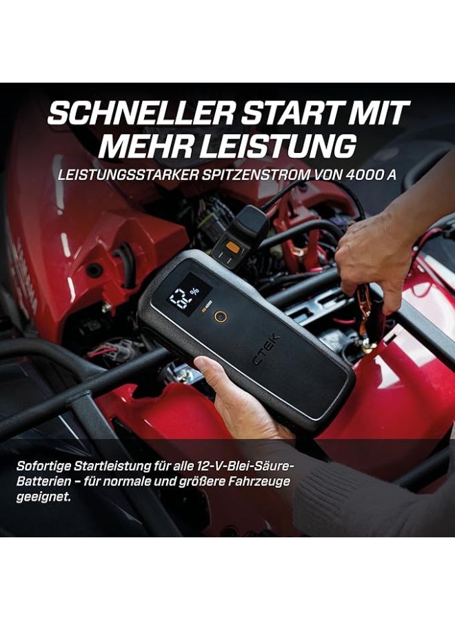 سي تيك RB 4000 Portable Jump Starter Booster - 4000A Battery Peak Current, Booster for 12V Batteries in Diesel and Petrol Vehicles - Image 2