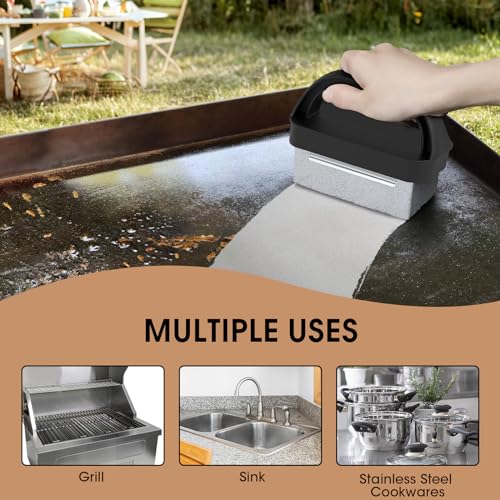 AWEASROY Heavy Duty Grill Cleaner, Grill Cleaning Bricks with Handle, Pumice Griddle Cleaning Stone Removing Stains for BBQ, Swimming Pool, Sink(4 Pack) - Image 3