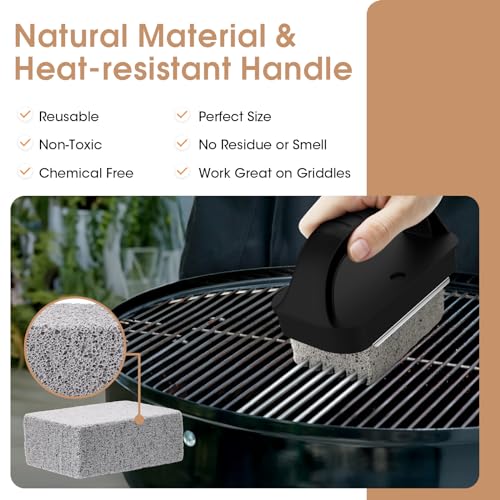 AWEASROY Heavy Duty Grill Cleaner, Grill Cleaning Bricks with Handle, Pumice Griddle Cleaning Stone Removing Stains for BBQ, Swimming Pool, Sink(4 Pack) - Image 2