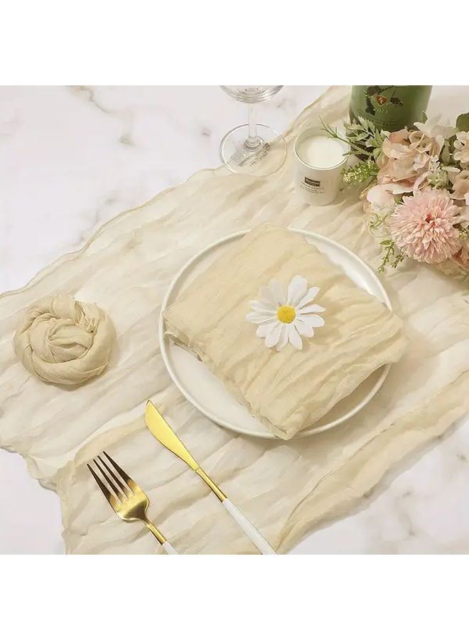 6pcs Peacock Blue Bohemian Gauze Cheesecloth Napkins 20x20 Inch Wedding Dining Decor - Image 5