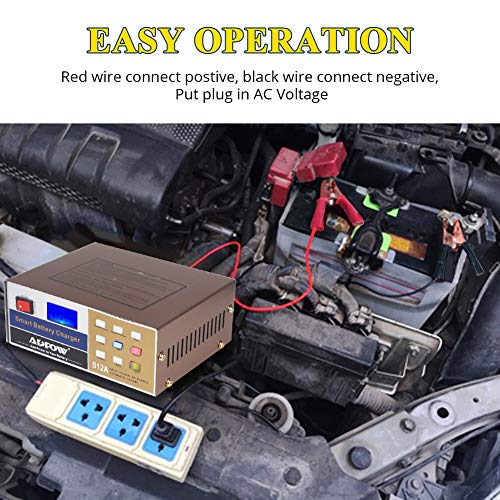 ADPOW 12 Volt Battery Charger 12V 24V 12A Automotive Smart Car Deep Cycle Battery Chargers Maintainer Intelligent Pulse Repair for Boat Marine Truck Lawn Mower with Terminal Clean Brush - Image 4