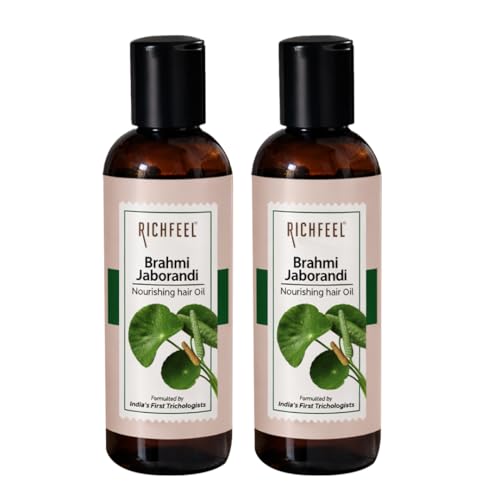 Richfeel Brahmi Jaborandi Hair Oil | Controls Hair Fall | Promotes Hair Growth | Trichologist Developed Formula | For Men & Women | No Mineral Oils or Silicones | 80 ML – Pack of 2 - Image 1