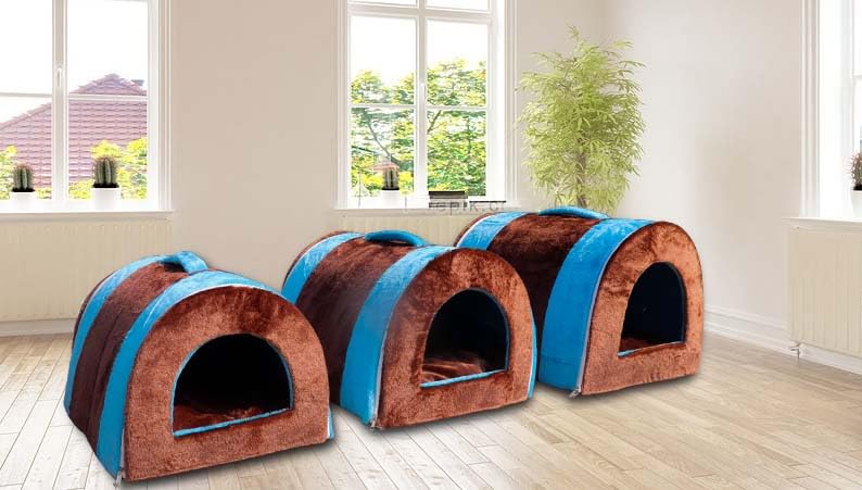 Homecute Igloo Dog House, Portable Bed for Dog and Cat with Removable Cushion, 2 in 1 Cosy & Comfortable Pet House,Washable, Safe & Hygienic House Cave for All Pets (Sky Blue & Chocolate, Small) - Image 4