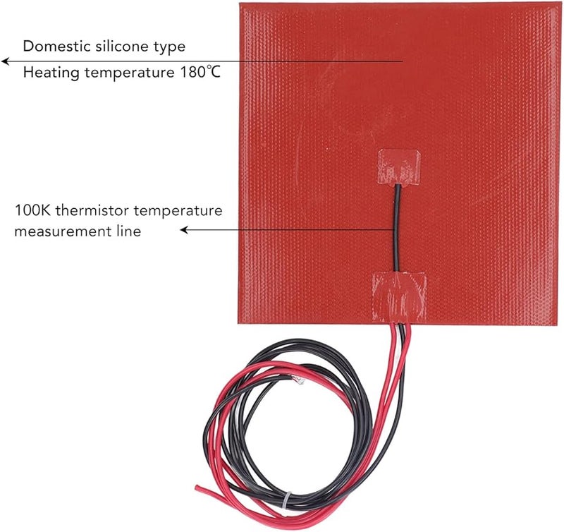 BRRNOO 200W سجادة تسليكون تسخين DC12V 200x200 مم لسرير الطباعة ثلاثية الأبعاد الساخن - Image 3