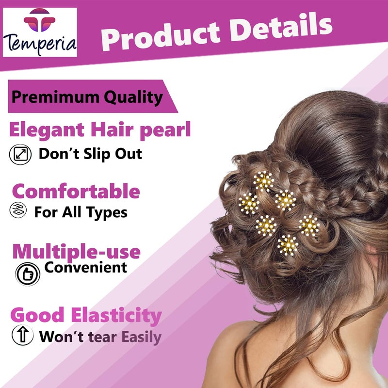 Temperia (12pcs) Pearl U Pins Hair Accessories for Women & Girls - Decoration Pearls Beads Hair Clip for Bride Hairstyle - For Wedding/Parties (MN02) - Image 4