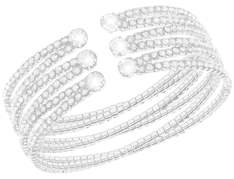 Suyi Rhinestone Bracelet for Women Silver Multilayer Cuff Bracelet Craystal Braidal Bracelets Silver 4 - Image 1