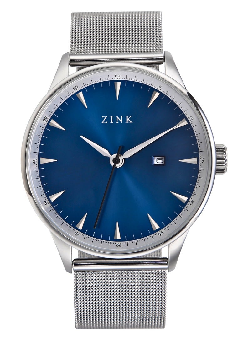 زنك ساعة ZINK ZK127G1MS-46 الأنيقة - ساعة رجالية عصرية من الفولاذ المقاوم للصدأ باللونين الفضي والأزرق - Image 1