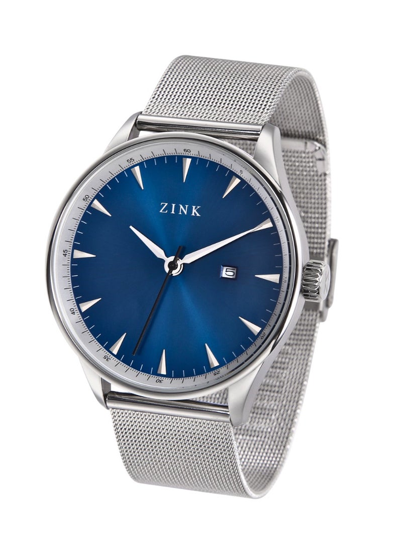 زنك ساعة ZINK ZK127G1MS-46 الأنيقة - ساعة رجالية عصرية من الفولاذ المقاوم للصدأ باللونين الفضي والأزرق - Image 3