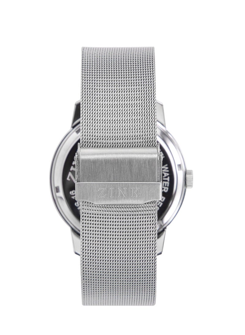 زنك ساعة ZINK ZK127G1MS-46 الأنيقة - ساعة رجالية عصرية من الفولاذ المقاوم للصدأ باللونين الفضي والأزرق - Image 4