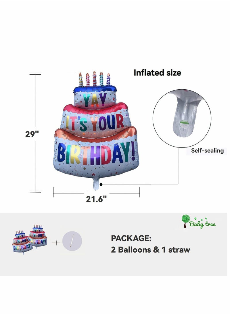 Excefore - Happy Birthday Balloon, 8 PCS Large 36 Inch Foil Inflated Mylar Balloons Giant Self-inflating Happy Birthday Delivery Balloon Theme Party Supplies, Inflatable Balloons for Party Decoration - Image 1
