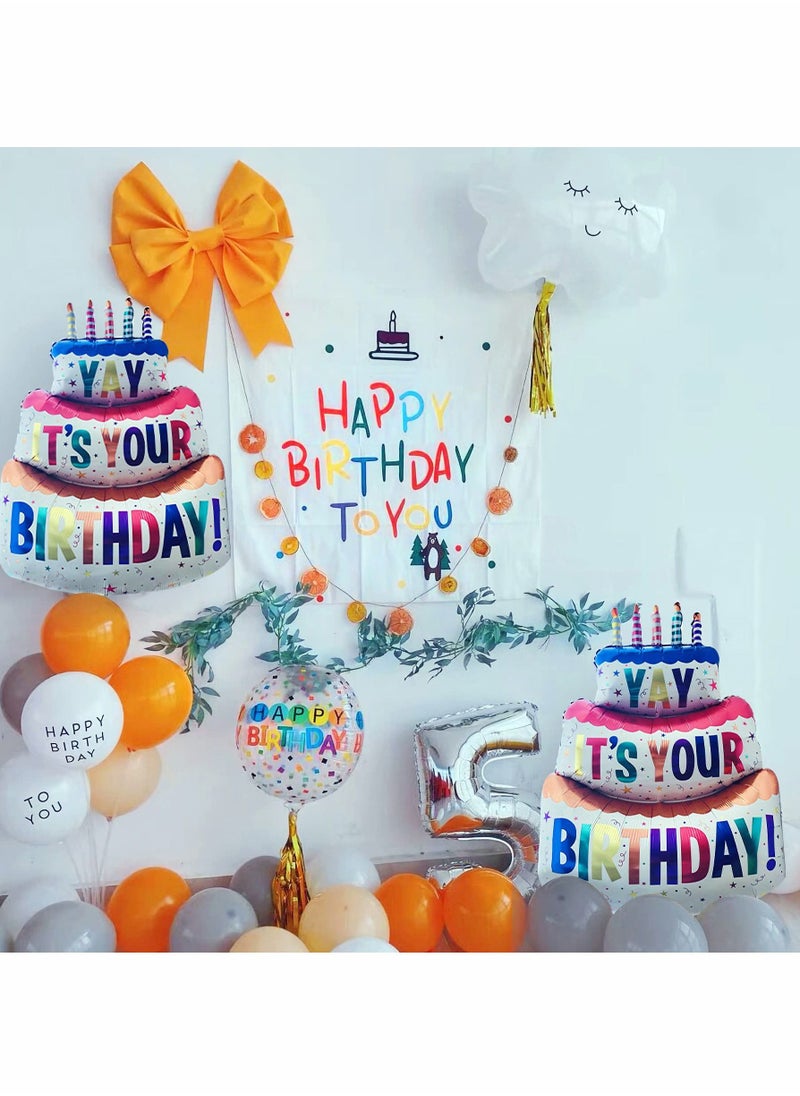 Excefore - Happy Birthday Balloon, 8 PCS Large 36 Inch Foil Inflated Mylar Balloons Giant Self-inflating Happy Birthday Delivery Balloon Theme Party Supplies, Inflatable Balloons for Party Decoration - Image 1