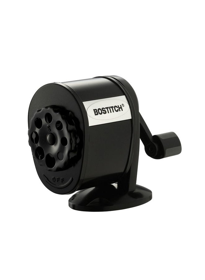 Bostitch Office Wall Mount Manual Pencil Sharpener Tip Saver 8 Hole Dial 6X Longer Cutter Life Vertical Or Horizontal Mounting Black (Mps1 Blk)  - Image 1