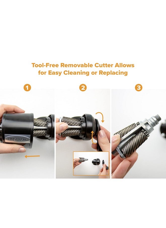 Bostitch Office Wall Mount Manual Pencil Sharpener Tip Saver 8 Hole Dial 6X Longer Cutter Life Vertical Or Horizontal Mounting Black (Mps1 Blk)  - Image 4