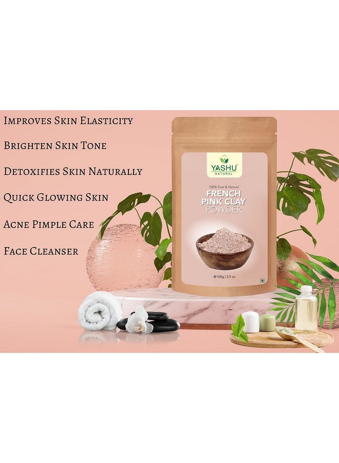 ياشو بودرة تفتيح الوجه من الطين الوردي الفرنسي النقي والطبيعي | بودرة متوهجة للبشرة للنساء والرجال (100 جرام) - Image 3