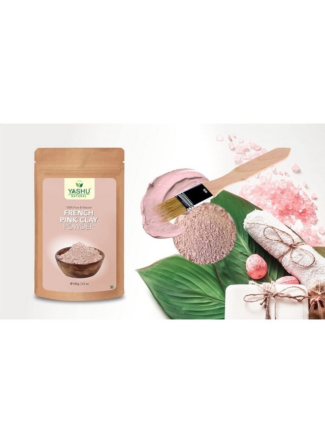 ياشو بودرة تفتيح الوجه من الطين الوردي الفرنسي النقي والطبيعي | بودرة متوهجة للبشرة للنساء والرجال (100 جرام) - Image 2