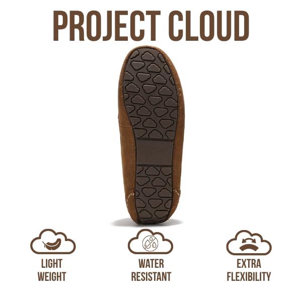 Project Cloud صنادل جلدية أصلية للنساء من مشروع كلاود - صنادل خارجية مبطنة بالفرو مع رغوة الذاكرة - موكاسين أنيق للنساء (كاثي، كستناء، 8.5) - Image 4