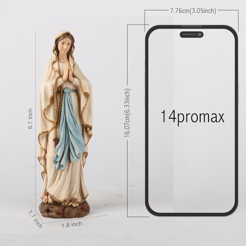 BC BUILDCLASSIC BC Catholic Our Lady of Lourdes Statue, Blessed Virgin Mary Mother Figure, Inspirational Home décor, Religious Gift to Mom, 6" H, Renaissance Sculpture Handmade by Buildclassic - Image 3