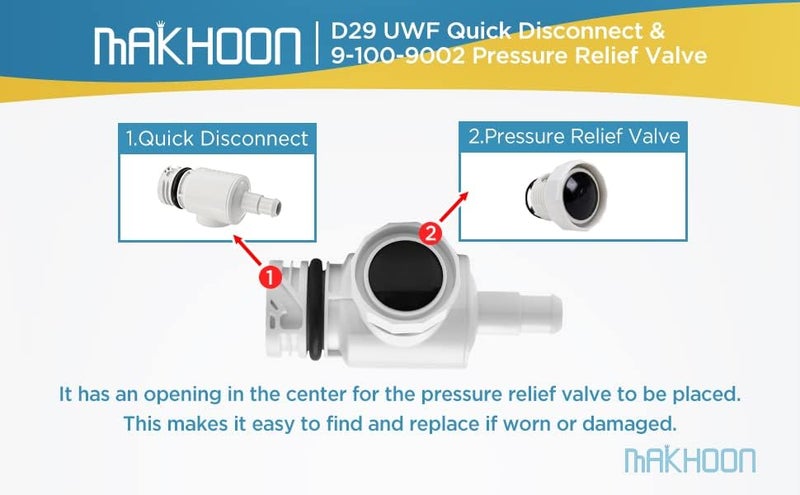 MAKHOON D29 UWF Quick Disconnect and 9-100-9002 Pressure Relief Valve Replacement for Polaris Zodiac 180 280 380 Pool Cleaners (1) - Image 3
