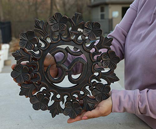 DharmaObjects Handcrafted Wooden Om Wall Decor Hanging Art - Image 1