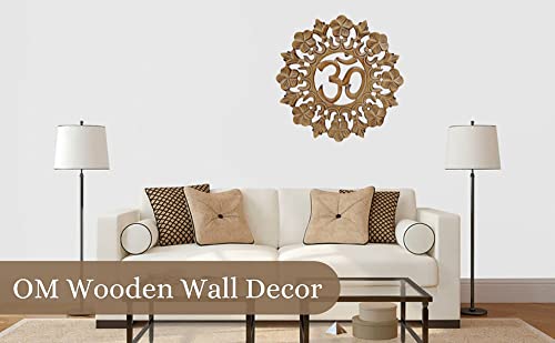 DharmaObjects Handcrafted Wooden Om Wall Decor Hanging Art - Image 3