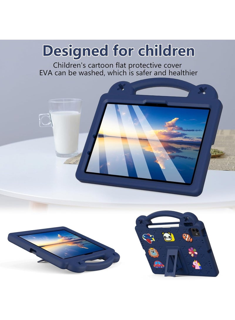 VKL حافظة للأطفال لجهاز iPad Pro 11 بوصة M4 (2024، الجيل الخامس)، حافظة لجهاز iPad Pro 11 مع حامل أقلام، تدعم Pencil Pro وPencil (USB-C)، حامل بمقبض وحزام كتف، أزرق داكن - Image 2