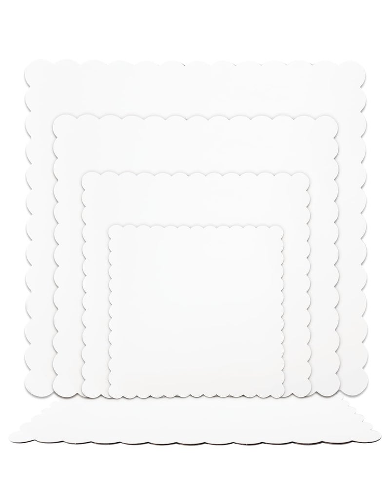 qiqee White 6 Inch Wave Cake Boards 15-Packs Squares Base Food-Grade Cardboard Wave Cake Plateï¼ˆThinner But Strongerï¼‰ - Image 2