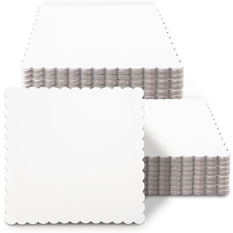 qiqee White 6 Inch Wave Cake Boards 15-Packs Squares Base Food-Grade Cardboard Wave Cake Plateï¼ˆThinner But Strongerï¼‰ - Image 1