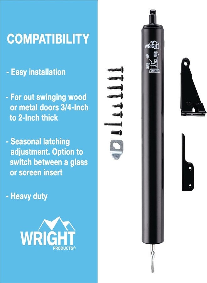 Wright Products Heavy-Duty Pneumatic Storm Door Closer - Durable, Adjustable, Quiet-Closing with Hold-Open Feature (Transitional, Black) - Image 4