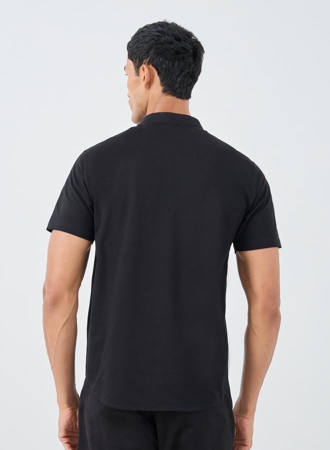 Styli Men Black Micro Cotton Pique Knit Shirt - Image 4