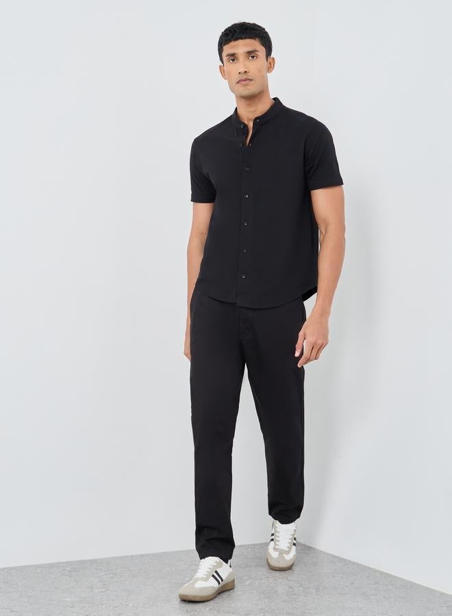 Styli Men Black Micro Cotton Pique Knit Shirt - Image 2