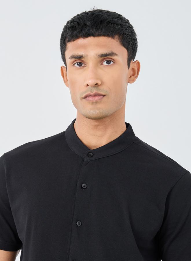 Styli Men Black Micro Cotton Pique Knit Shirt - Image 3
