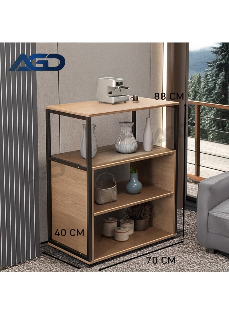 AGD Modern Design Entryway Table, Coffee Corner Table, Side Table, 4-Shelf Wood Bookcase to Meet All Your Needs - Brown/Black  - Image 3