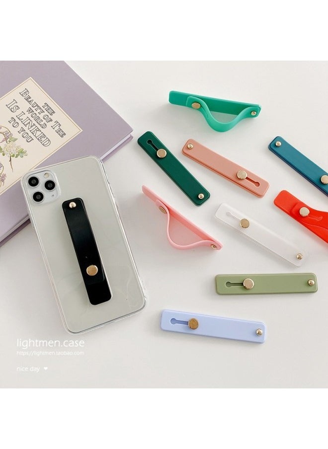 Generic Silicone Mobile Phone Ring Bracket Solid Color Push-pull Mobile Phone Back Sticker Silicone Push-pull Live Lazy Stand-Color:Gray Green-Style:K167 Bare Metal  - Image 3
