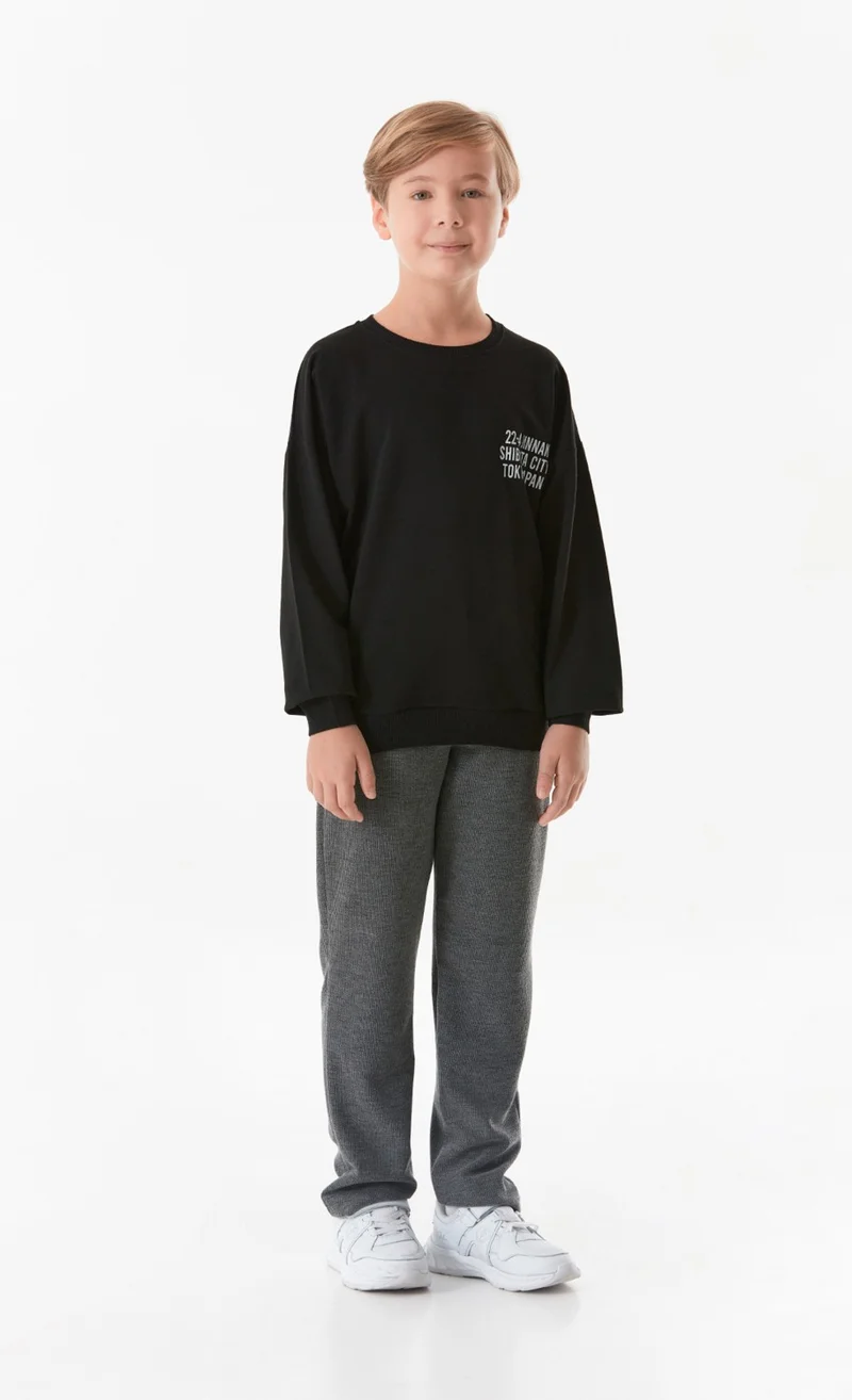 فولامودا Front and Back Printed Crew Neck Men's Sweatshirt