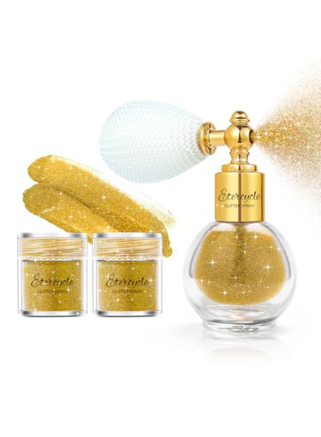 Etercycle Hair Glitter Spray Gold Body Glitter Spray Fine Face Shimmer Powder Cosmetic Shimmer Makeup Glitter Highlighter Powder Hairspray for Y2K Accessories Party Stage Shows Nightclubs Bar - Image 1