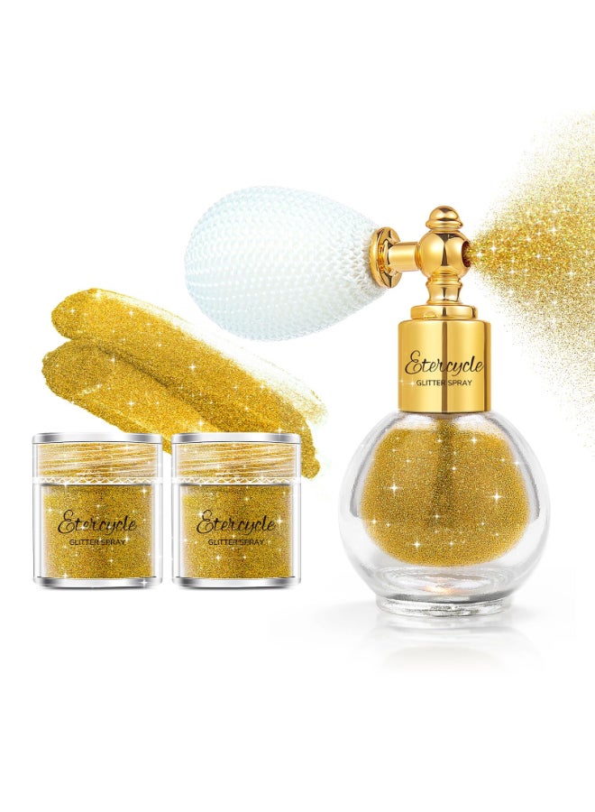 Etercycle Hair Glitter Spray Gold Body Glitter Spray Fine Face Shimmer Powder Cosmetic Shimmer Makeup Glitter Highlighter Powder Hairspray for Y2K Accessories Party Stage Shows Nightclubs Bar - Image 2
