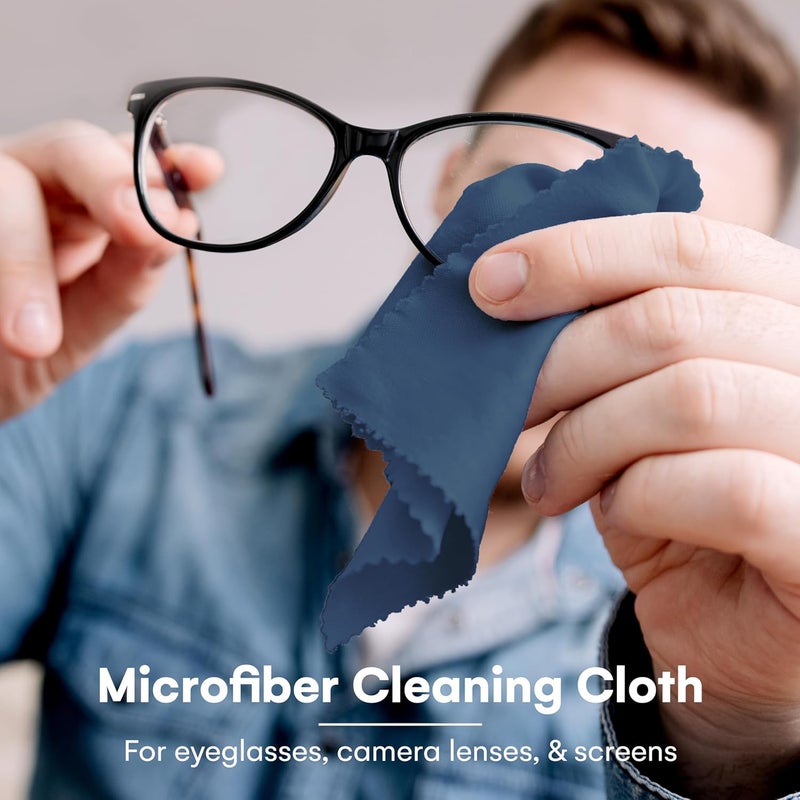Care Touch Microfiber Cleaning Cloths, 6 Pack - Cleans Glasses, Lenses, Phones, Screens, Other Delicate Surfaces - Large Lint Free Microfiber Cloths - Eye Glass Clean Cloths - 6" x 7" (Navy Blue) - Image 2