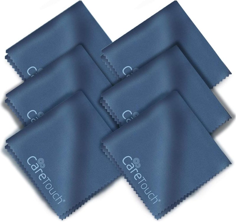 Care Touch Microfiber Cleaning Cloths, 6 Pack - Cleans Glasses, Lenses, Phones, Screens, Other Delicate Surfaces - Large Lint Free Microfiber Cloths - Eye Glass Clean Cloths - 6" x 7" (Navy Blue) - Image 1