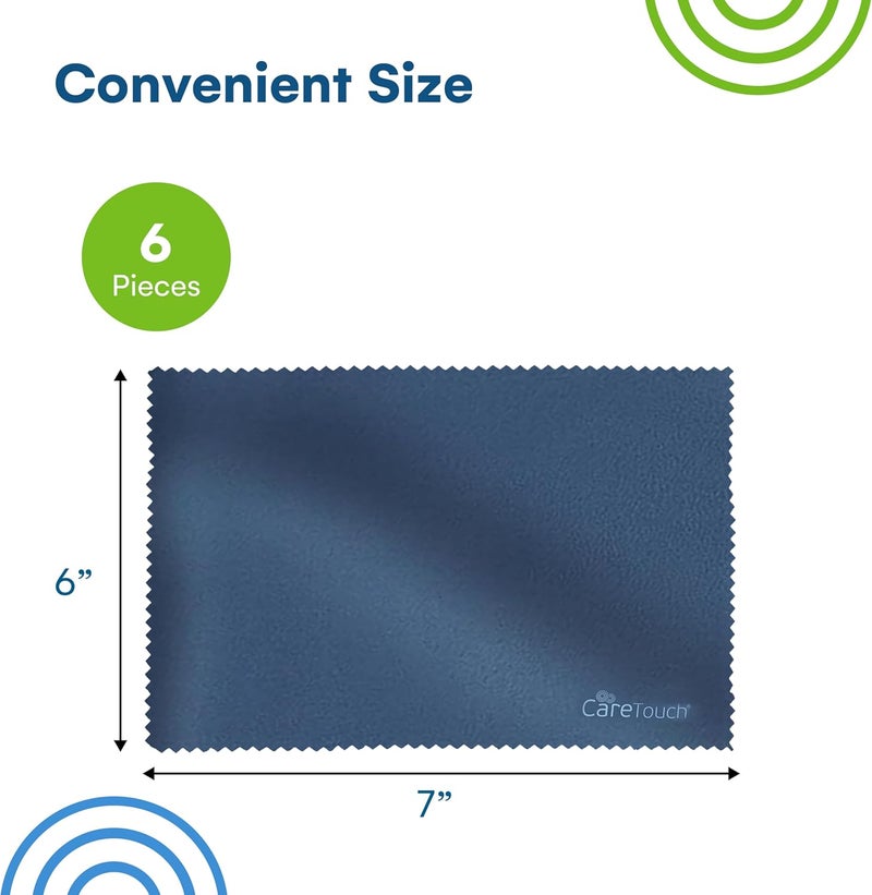 Care Touch Microfiber Cleaning Cloths, 6 Pack - Cleans Glasses, Lenses, Phones, Screens, Other Delicate Surfaces - Large Lint Free Microfiber Cloths - Eye Glass Clean Cloths - 6" x 7" (Navy Blue) - Image 3
