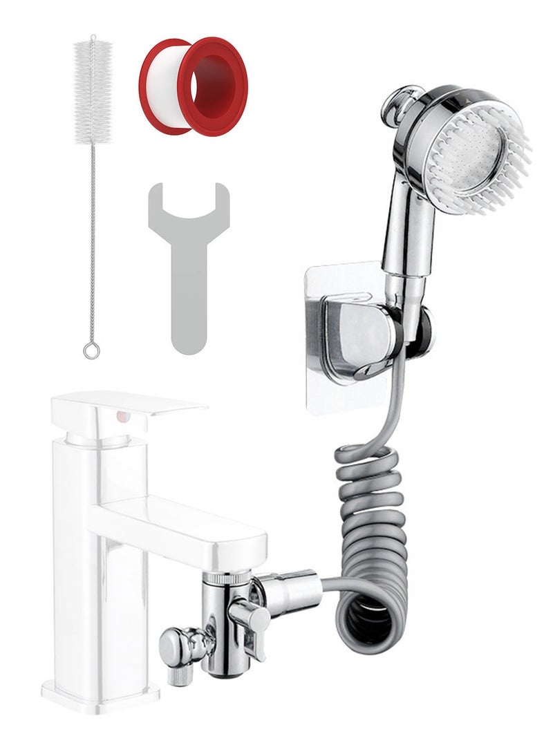 Syarme Sink Faucet Sprayer Attachment, Kitchen Bathroom Pet Bathing Shower Head, with 2M Hose, Dual control valve and Holder, Handheld Shower Head ​Sprayer for Bath Tub Laundry Kitchen Faucet Extension - Image 1