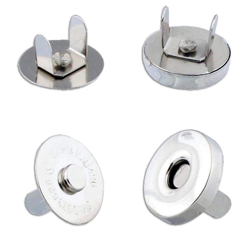 DIY Crafts CTDIYHI52291 Pack Magnetic Clasps Snaps Fasteners Button Replacement Kit Perfect for Purse Bag Clothes Leather Silver Diameter - Image 1