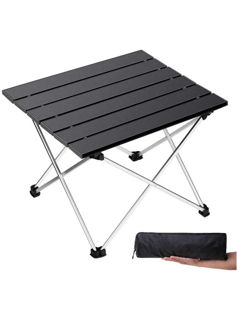 Generic Small Folding Camping Table with Aluminum Table Top, Beach Table for Sand with Carrying Bag,Prefect for Outdoor, Picnic, BBQ, Cooking, Festival (Black)  - Image 1