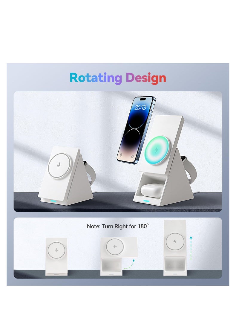 Y&D Magnetic Wireless Charger, 3 in 1 Charging Station Mag-Safe for iPhone Series, Mag Charger Stand Apple Watch - Image 4