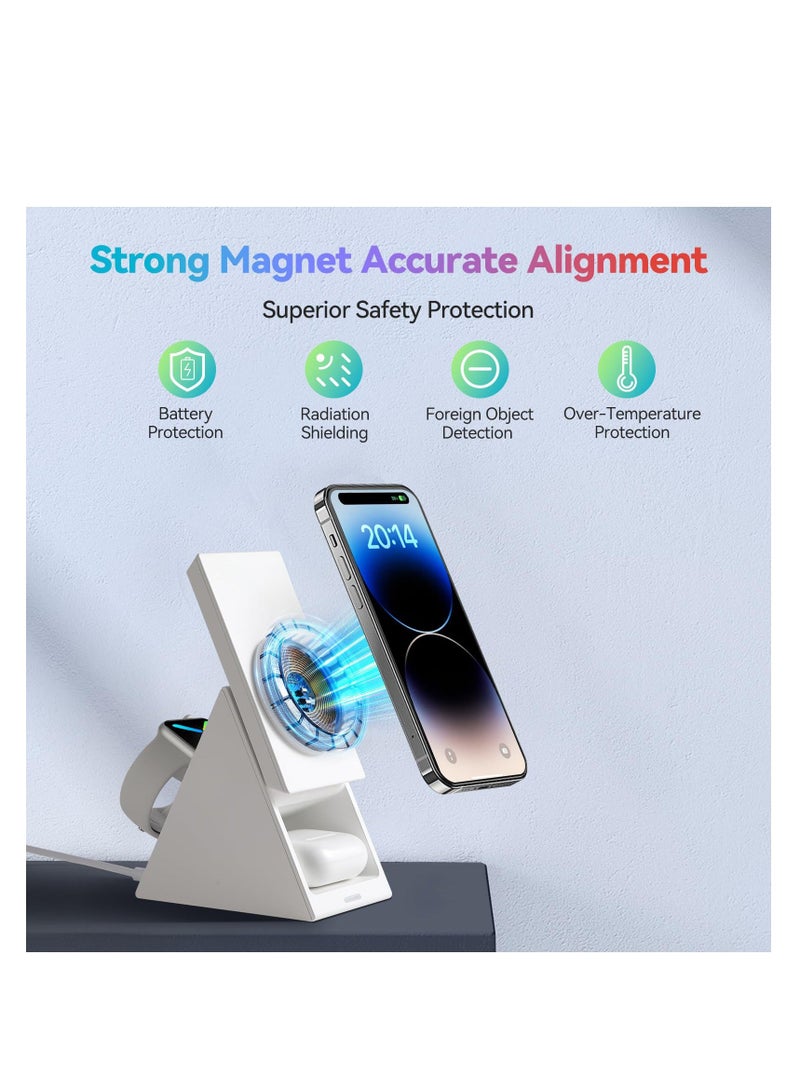 Y&D Magnetic Wireless Charger, 3 in 1 Charging Station Mag-Safe for iPhone Series, Mag Charger Stand Apple Watch - Image 3