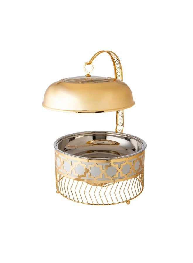 Dania Round Steel Gold Chaffing Dish with Lid 6.5 L - Image 1
