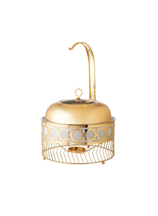 Dania Round Steel Gold Chaffing Dish with Lid 6.5 L - Image 2